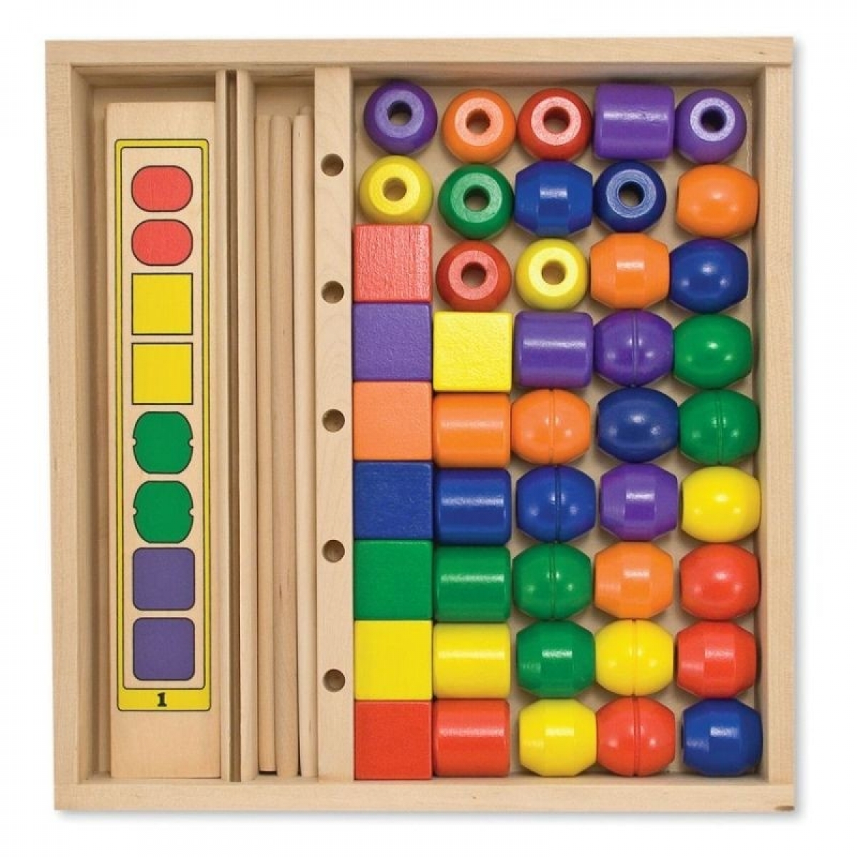 Melissa and Doug # 570 Bead Sequencing Set With Bonus Wooden Storage Case for sale online 