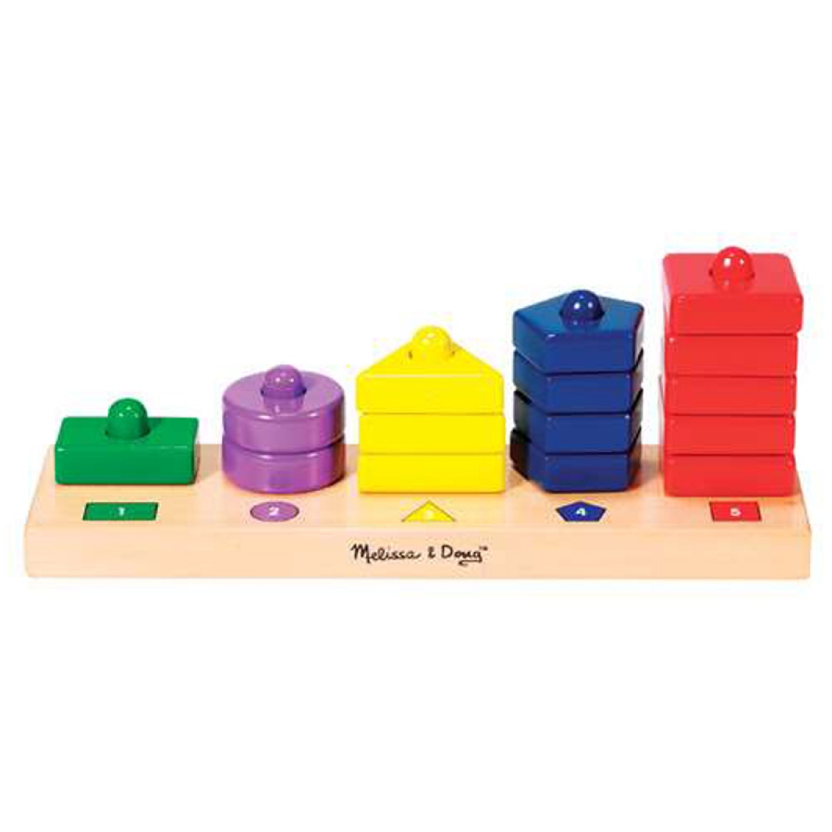 Melissa & Doug Stack and Sort Board Wooden Educational Toy with 15 Solid Wood Pieces