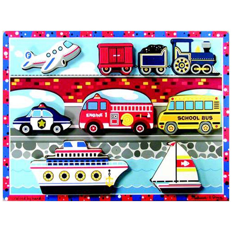 New Melissa and Doug Vehicles Chunky Wooden Puzzle Free Shipping 