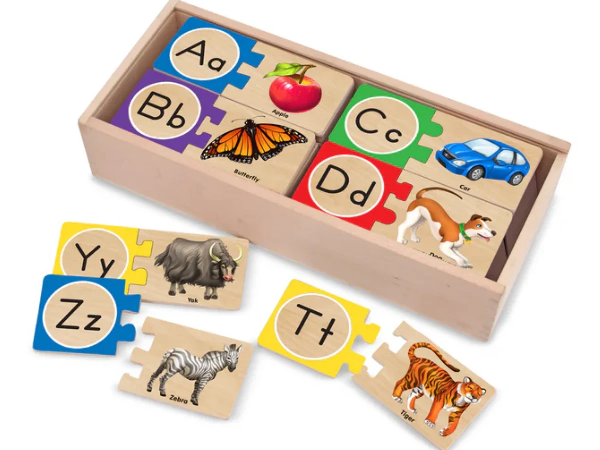 Self-Correcting Alphabet Puzzles | 52-Pc Wooden ABCs