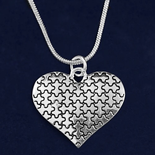 Autism Puzzle Piece Heart Necklace