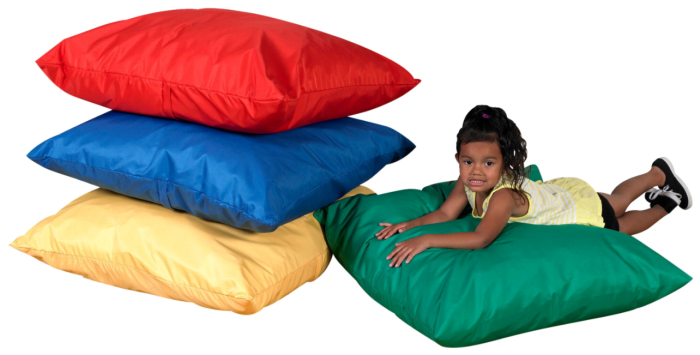 Children's Factory Pillow Set, 27 x 27 x 8 Inches, Primary Colors, Set of 4