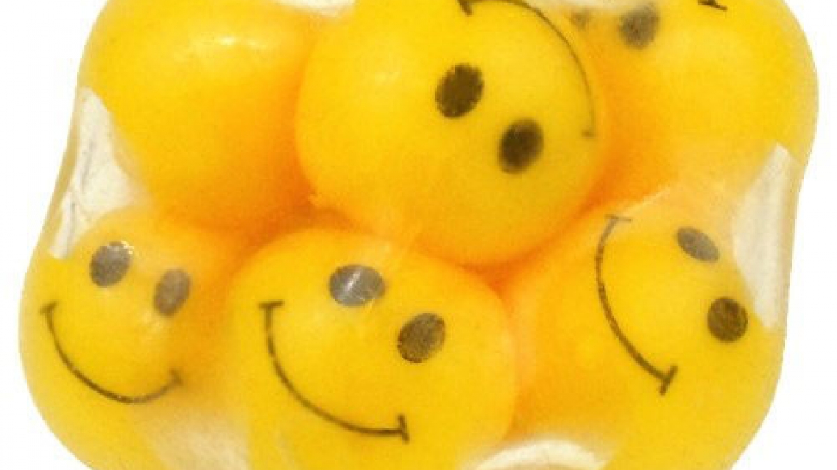 Light Up Smiley Flashing Bouncy Happy Face Foam BALL Sensory Stress Party Toy 