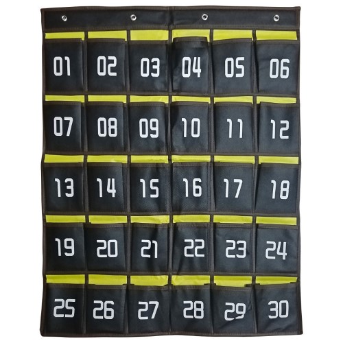 Kore Design Hanging Cell Phone Pocket Storage Classroom Organizer 30-pockets Black Yellow