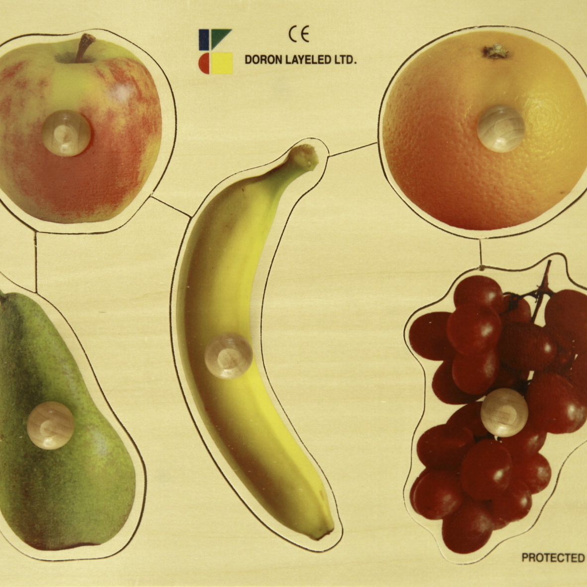 Large Knob Puzzle, Fruits Theme - Thick Fruit Puzzle - Puzzle with