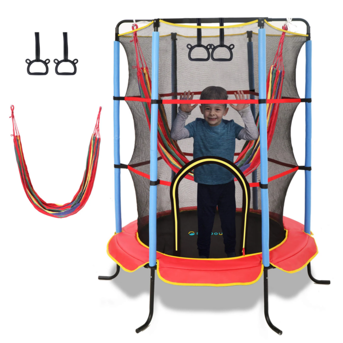 SkyBound 55 Inch Mini Trampoline with Enclosure - Red