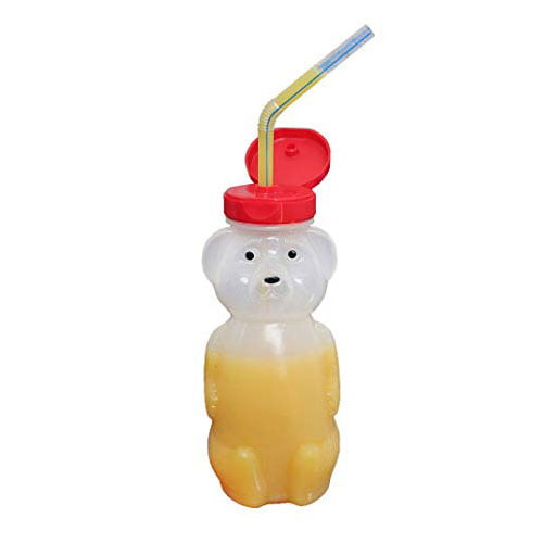 Juice Bear Bottle Drinking Cup with Long Straws (8 Ounces)