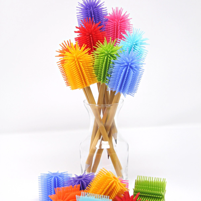 Spike Silicone Fidget Tactile Pencil TOPPER on Pencil