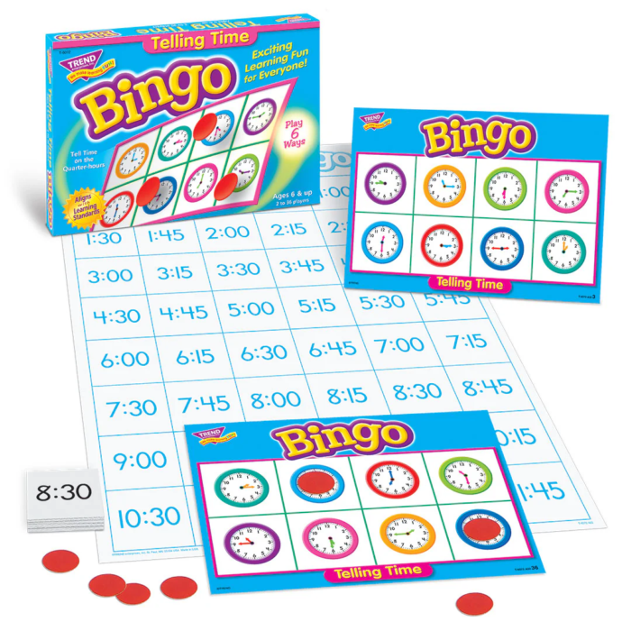 Telling Time Bingo Game Closeup