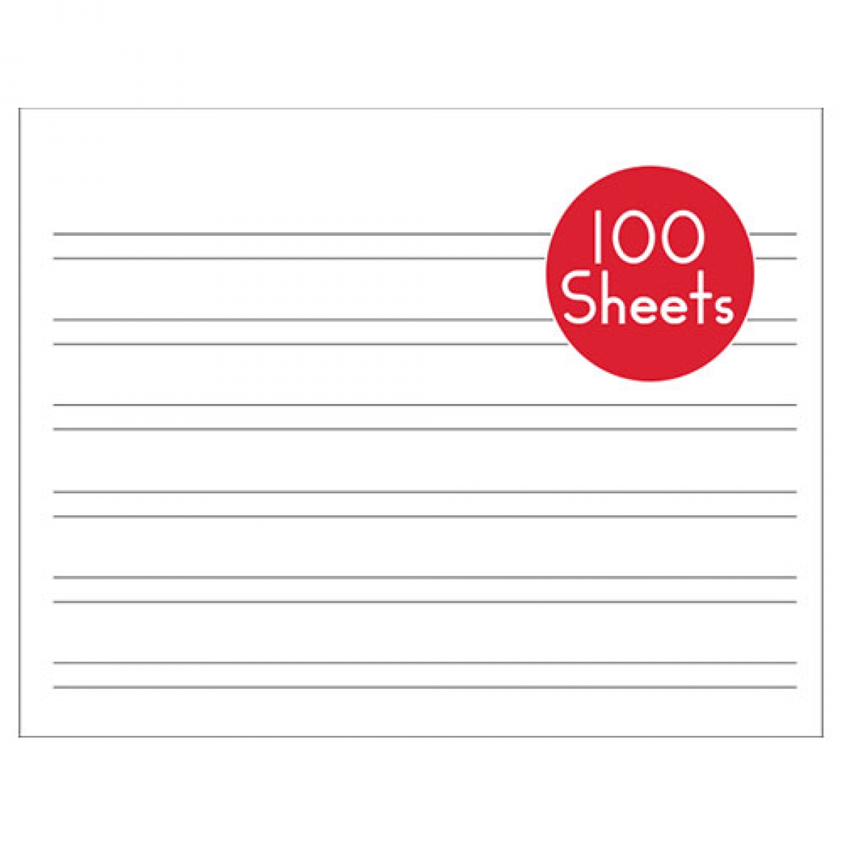 Handwriting Without Tears Double-Lined Regular Notebook Paper, 3/16 in  Ruling, 100 Sheets, Pack of 100