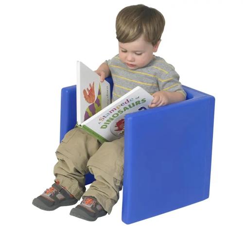 Children's Factory Cube Chair Blue Sitting