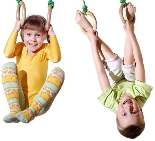 kids on gym rings