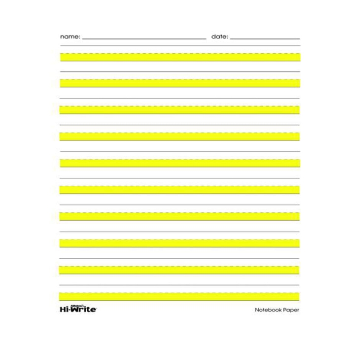 Hi-Write Intermediate Wide Ruled Notebook Paper, 8-1/2 x 11 in
