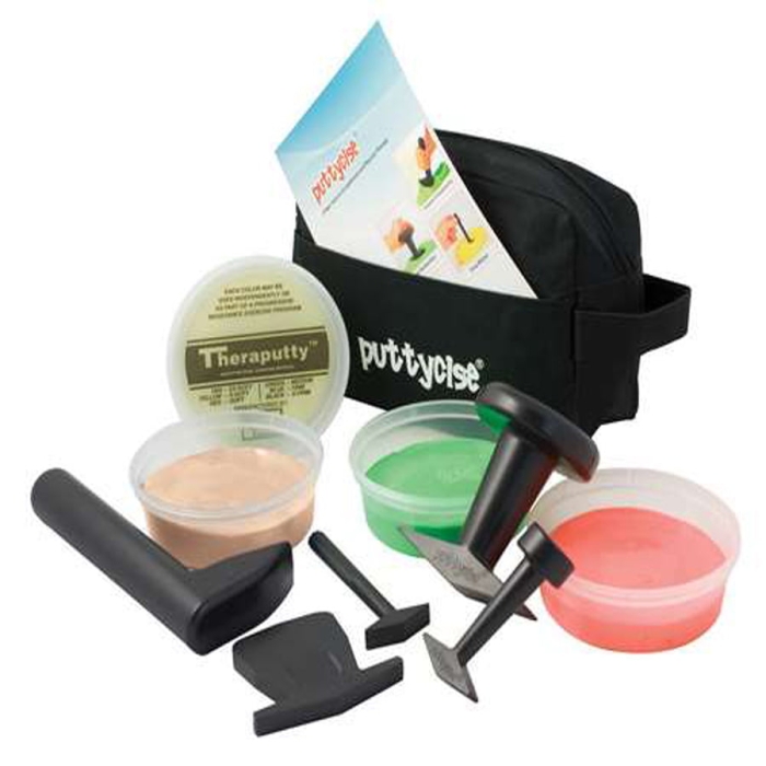 CanDo Puttycise Easy Resistance Theraputty Kit, 5 Piece Set Plus (4) 6 Oz Tubs of Theraputty
