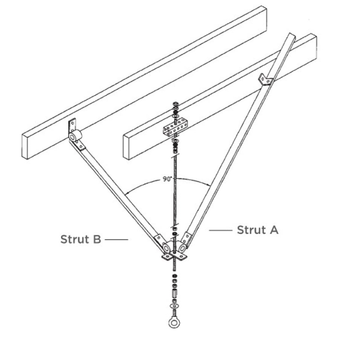 Wood Joist Drop Ceiling Installation Kit 2.5' to 5' drop